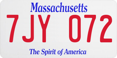 MA license plate 7JY072