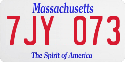 MA license plate 7JY073