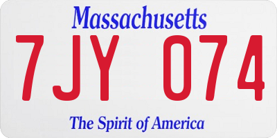 MA license plate 7JY074