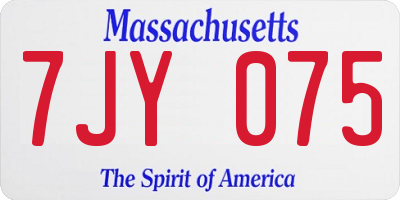MA license plate 7JY075