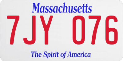 MA license plate 7JY076