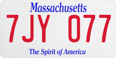 MA license plate 7JY077