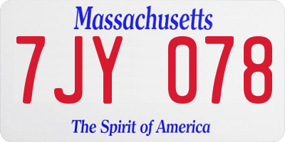 MA license plate 7JY078