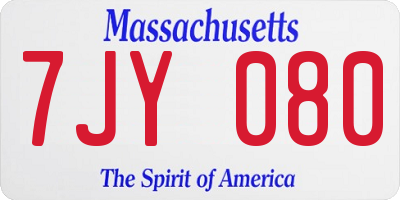 MA license plate 7JY080
