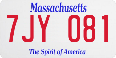 MA license plate 7JY081