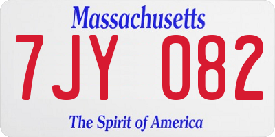 MA license plate 7JY082