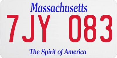 MA license plate 7JY083