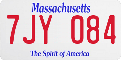 MA license plate 7JY084