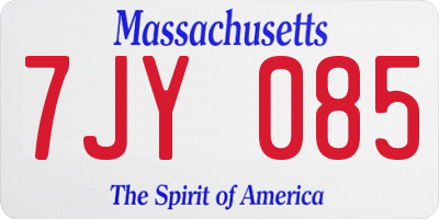 MA license plate 7JY085