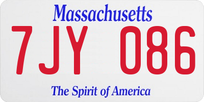 MA license plate 7JY086