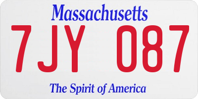 MA license plate 7JY087