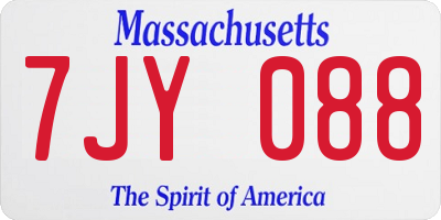 MA license plate 7JY088