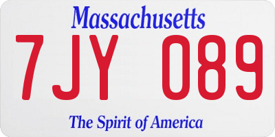 MA license plate 7JY089