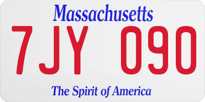 MA license plate 7JY090