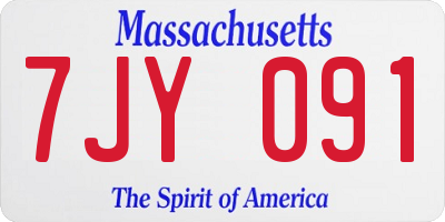 MA license plate 7JY091