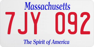 MA license plate 7JY092