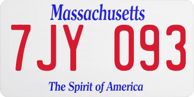 MA license plate 7JY093