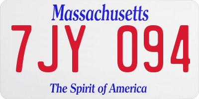 MA license plate 7JY094