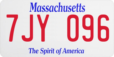 MA license plate 7JY096
