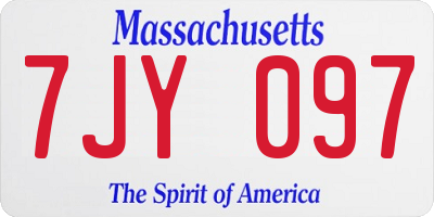 MA license plate 7JY097