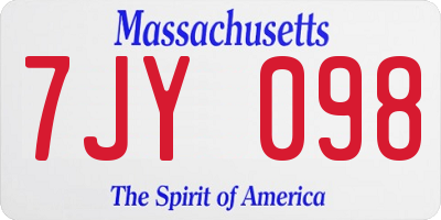 MA license plate 7JY098
