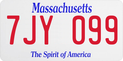 MA license plate 7JY099