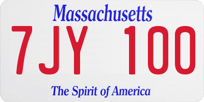 MA license plate 7JY100