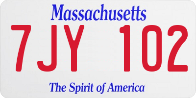 MA license plate 7JY102