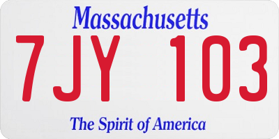 MA license plate 7JY103
