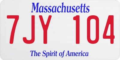 MA license plate 7JY104