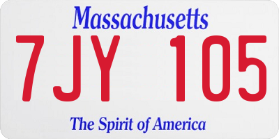 MA license plate 7JY105