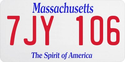 MA license plate 7JY106