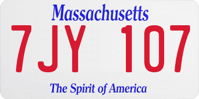 MA license plate 7JY107