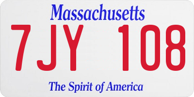MA license plate 7JY108