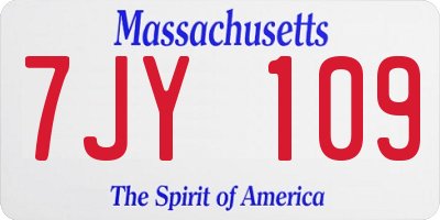 MA license plate 7JY109