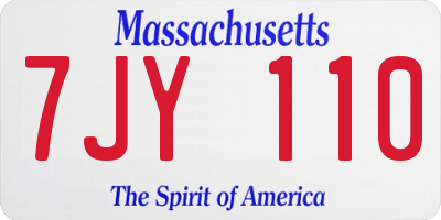 MA license plate 7JY110
