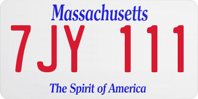 MA license plate 7JY111