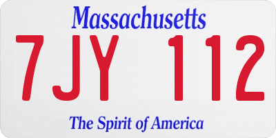 MA license plate 7JY112