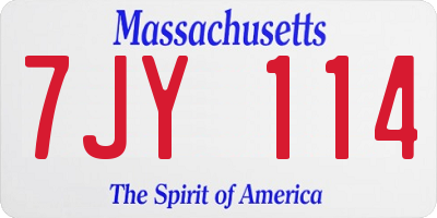 MA license plate 7JY114