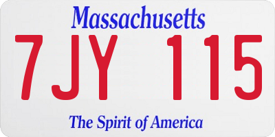 MA license plate 7JY115