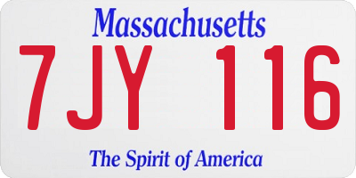 MA license plate 7JY116