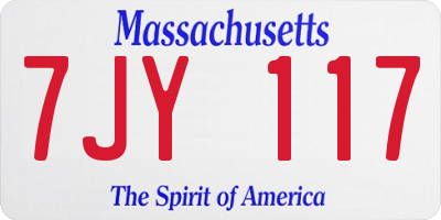 MA license plate 7JY117
