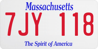 MA license plate 7JY118
