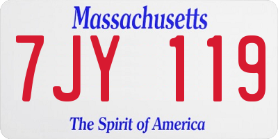 MA license plate 7JY119
