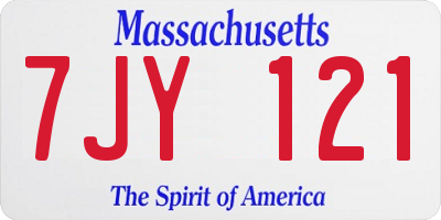 MA license plate 7JY121