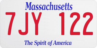 MA license plate 7JY122
