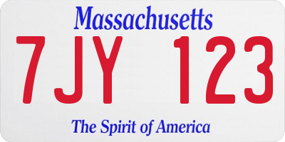 MA license plate 7JY123