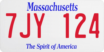 MA license plate 7JY124