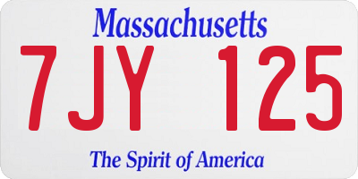 MA license plate 7JY125
