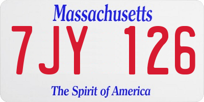 MA license plate 7JY126